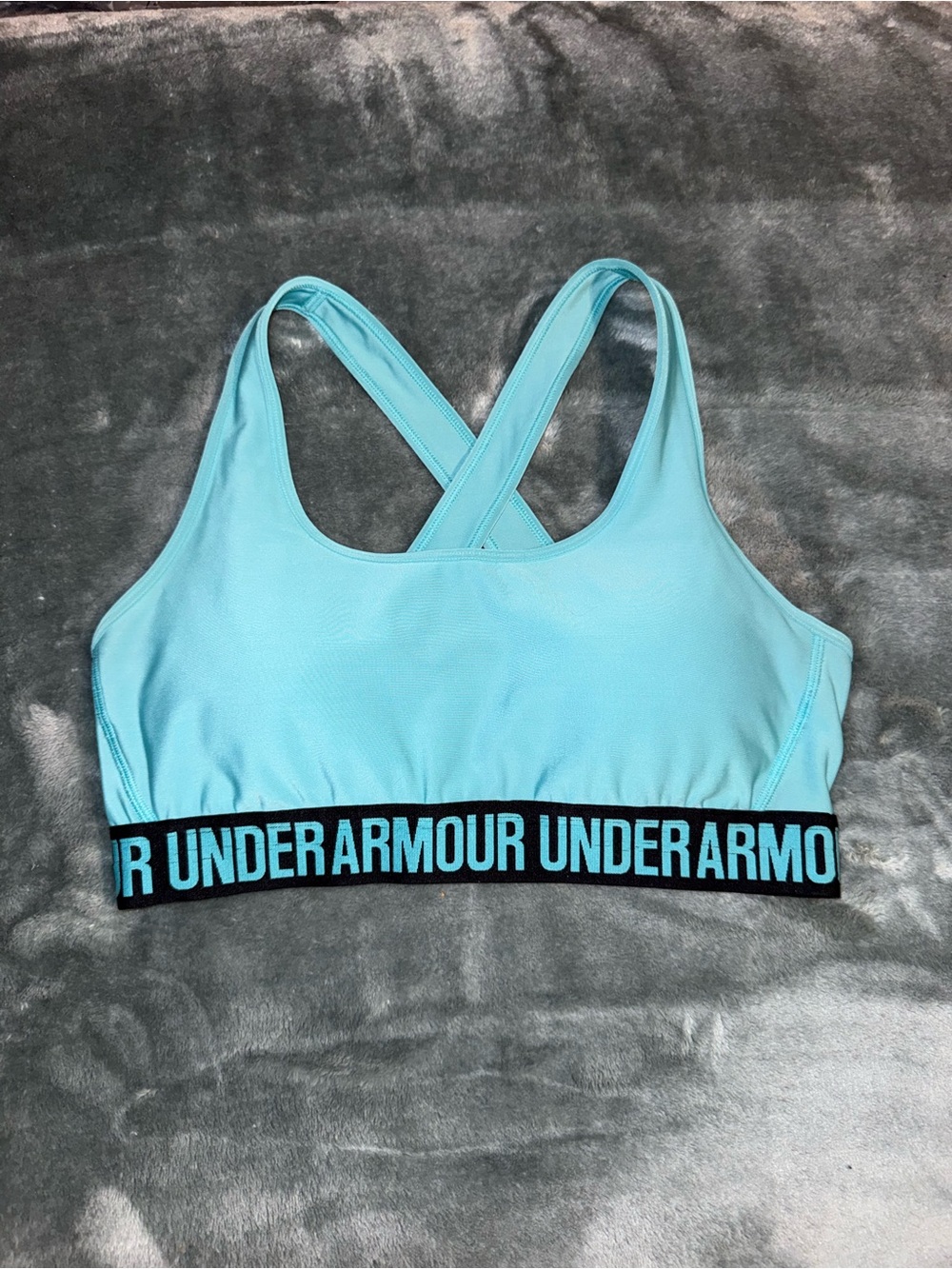 Under Armour Aqua Blue Crossback Sports Bra with Branded Elastic Band